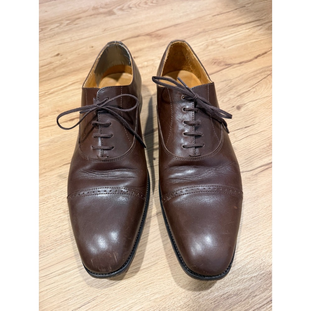 Jack Erwin Mens Joe Cap Toe Oxford Shoes Brown Leather Size 13 Formal Business
